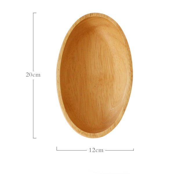 Rubber Wood Boat-shaped Oval Wooden Bowl Snack Breakfast Salad