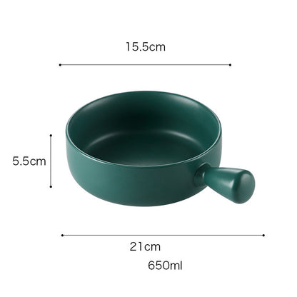 Special ceramic plate for oven with handle