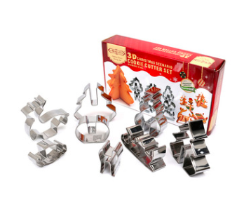 8/18-piece Set Gingerbread House Stainless Steel Christmas Scenario Cookie Cutters Set Biscuit Mold Fondant Cutter Baking Tools