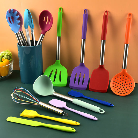 Color Silicone Kitchenware Set Silicone Cooking Shovel Spoon 14 Sets Of Kitchenware