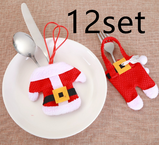 6 pcs New Year Holder Chirstmas Cutlery Knife Fork Cutlery Set Trousers Skirt Navidad Christmas Christmas Decorations for Home