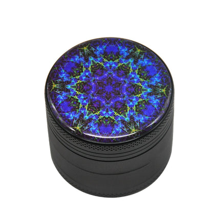 50Mm Aluminum Alloy Smoke Grinder Color Flower Of Life Four-Layer Metal Smoke Grinder Grinder