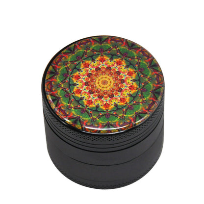 50Mm Aluminum Alloy Smoke Grinder Color Flower Of Life Four-Layer Metal Smoke Grinder Grinder