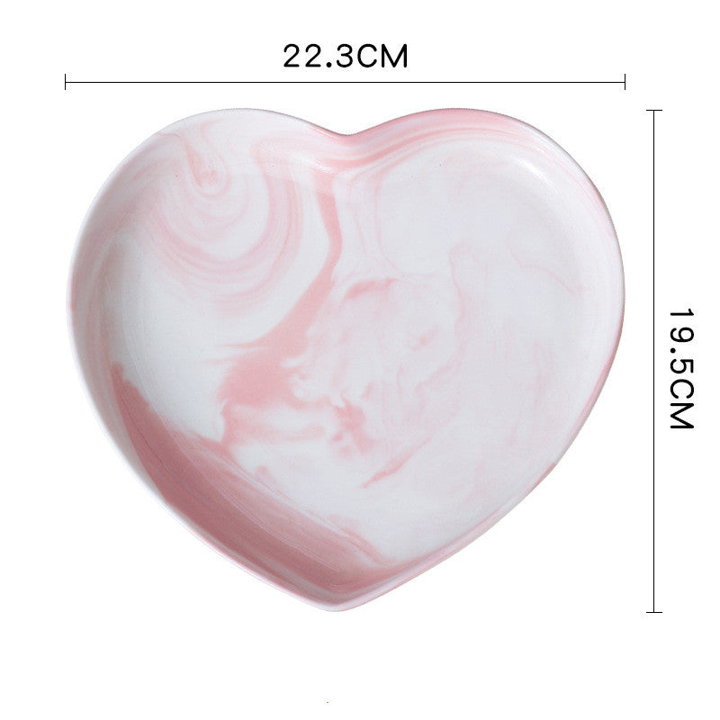 Creative love heart-shaped ceramic tableware couple bowl and spoon set