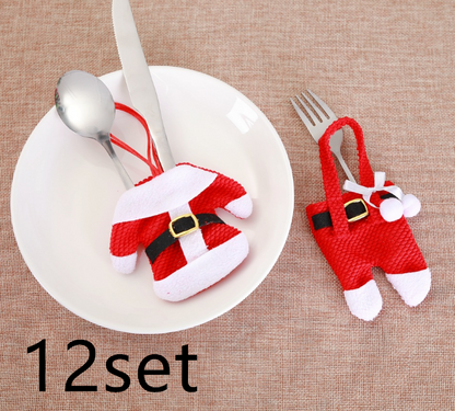 6 pcs New Year Holder Chirstmas Cutlery Knife Fork Cutlery Set Trousers Skirt Navidad Christmas Christmas Decorations for Home