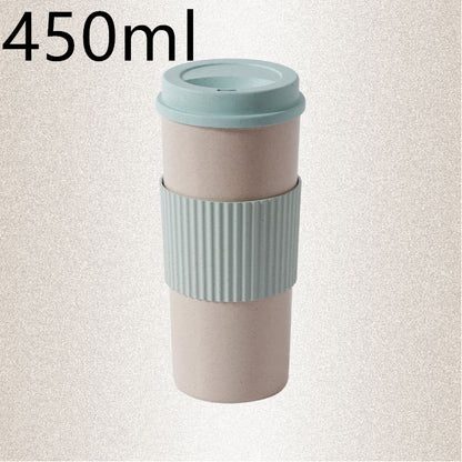 Reusable Coffee Tea Cup Random Color Wheat Straw Mug Coffee Cup with Lid Home Outdoor Water Bottle Travel Insulated Cup