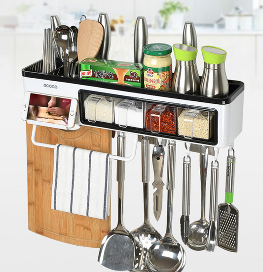 New kitchen storage box Multi-function wall-mounted kitchen racks Tool kitchen utensils storage box seasoning