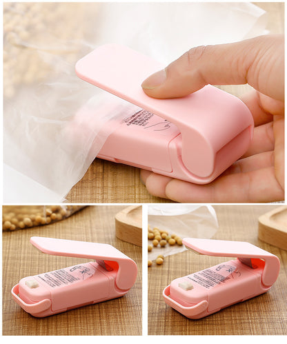 Hand pressure portable snack seal clip