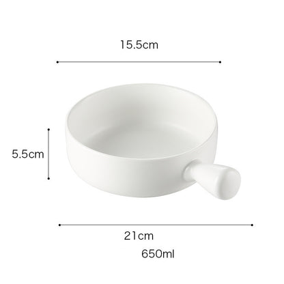 Special ceramic plate for oven with handle