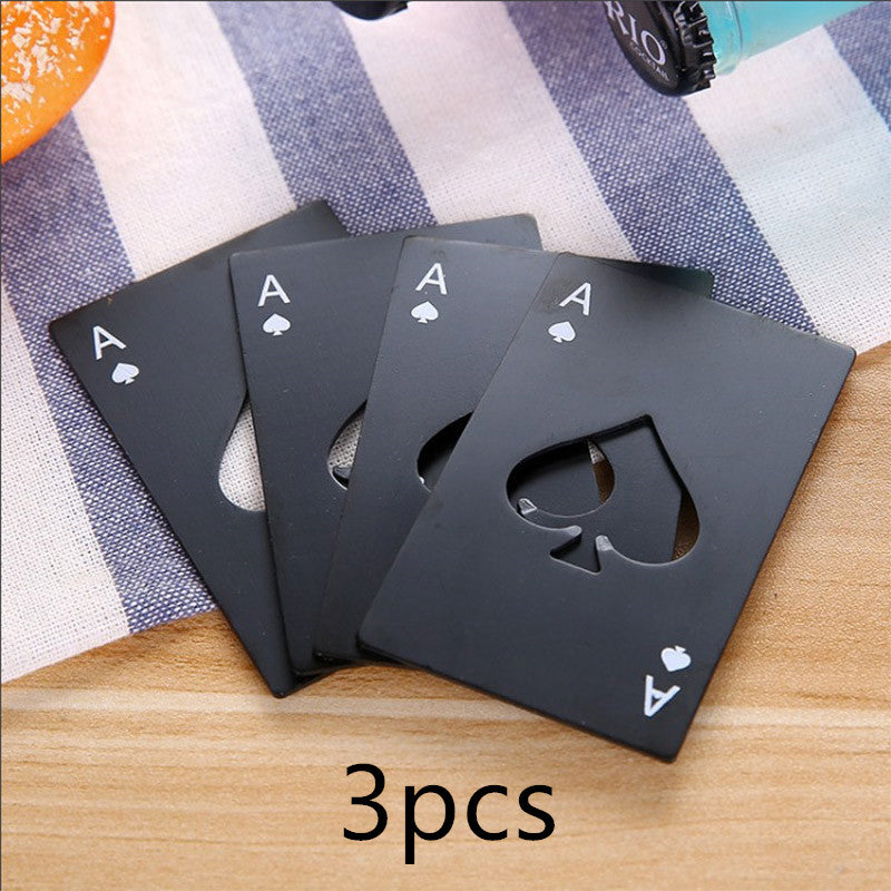 1pc Poker Card Beer Bottle Opener Stainless Steel Credit Card Bottle Openers Card of Spades Practical Bar Kitchen Tools