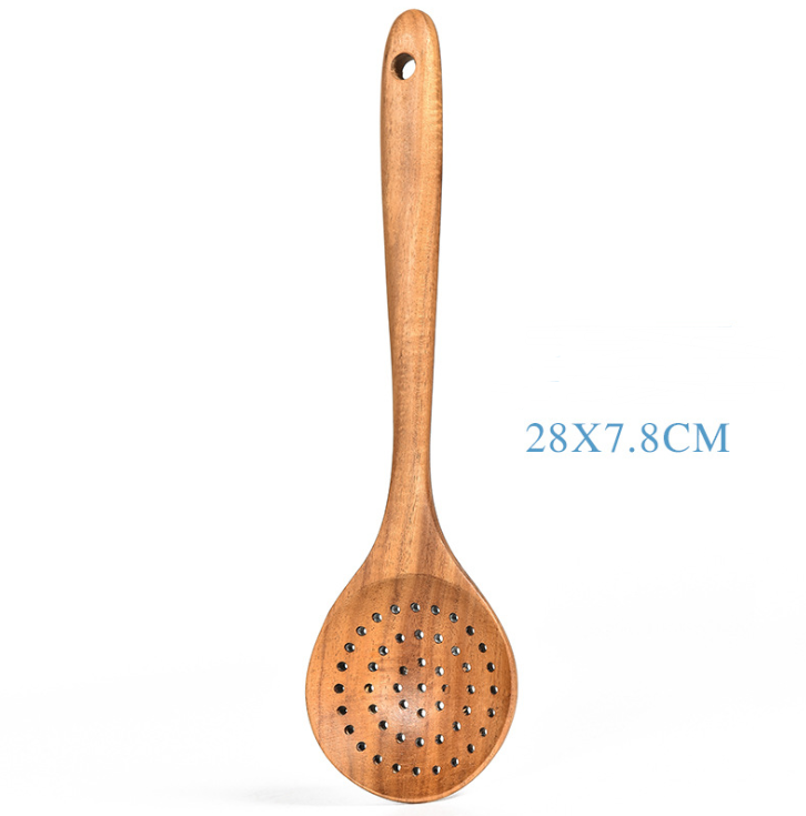 Teak Natural Wood Tableware Spoon Ladle Turner Rice Colander Soup Skimmer Cooking Tool Sets Spoon Scoop Kitchen Tools Gadgets