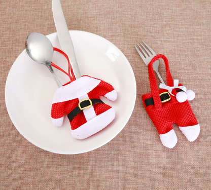 6 pcs New Year Holder Chirstmas Cutlery Knife Fork Cutlery Set Trousers Skirt Navidad Christmas Christmas Decorations for Home