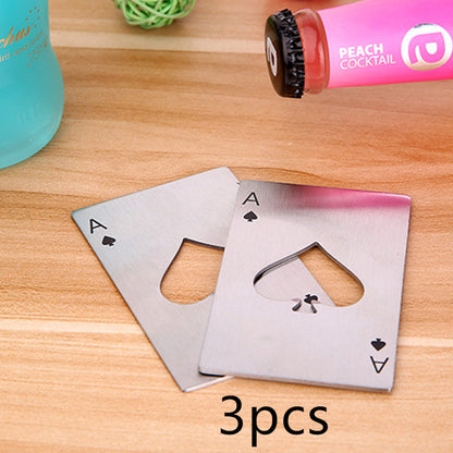 1pc Poker Card Beer Bottle Opener Stainless Steel Credit Card Bottle Openers Card of Spades Practical Bar Kitchen Tools