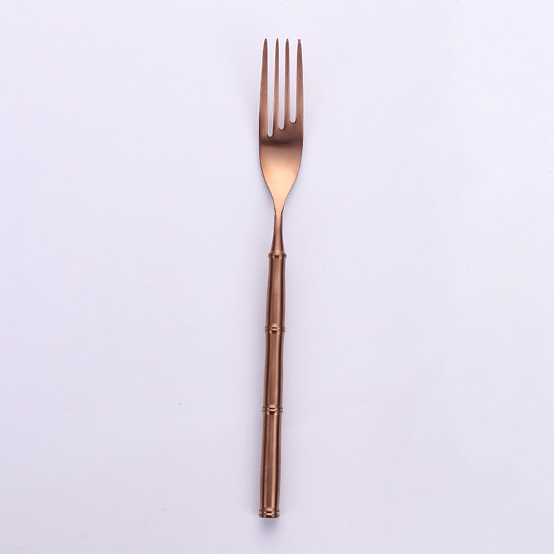 Western Tableware With Bamboo Blue Handle and Gold Head