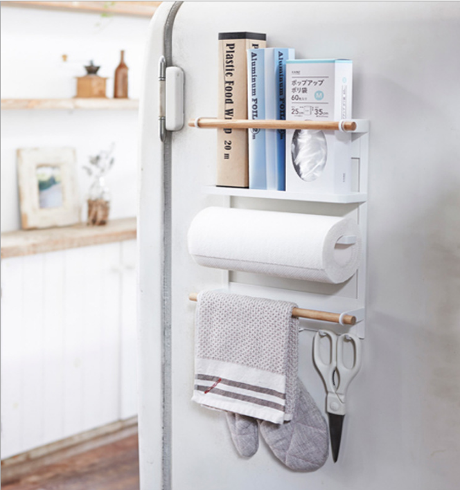 Refrigerator Rack Side Hanging Magnet Shelf Kitchen Refrigerator Storage Side Shelf Rack Paper Towel Rack