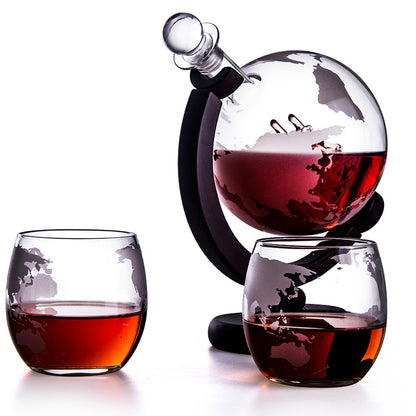 Rotating Earth-shaped Glass Wine Container