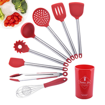 Silicone Kitchenware Set With Stainless Steel Tube Handle