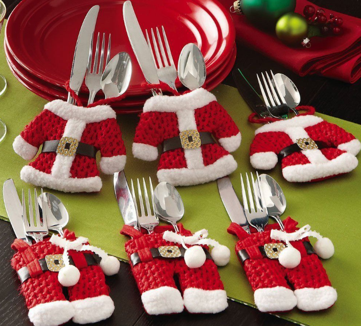 6 pcs New Year Holder Chirstmas Cutlery Knife Fork Cutlery Set Trousers Skirt Navidad Christmas Christmas Decorations for Home