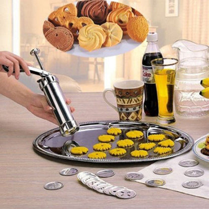 Domestic Cookie Press Kit Stainless Steel Cookie Press Making Gun Biscuits Cake Mold