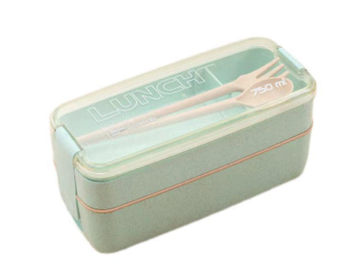 Square Double Three-layer Wheat Straw Fiber Plastic Lunch Box