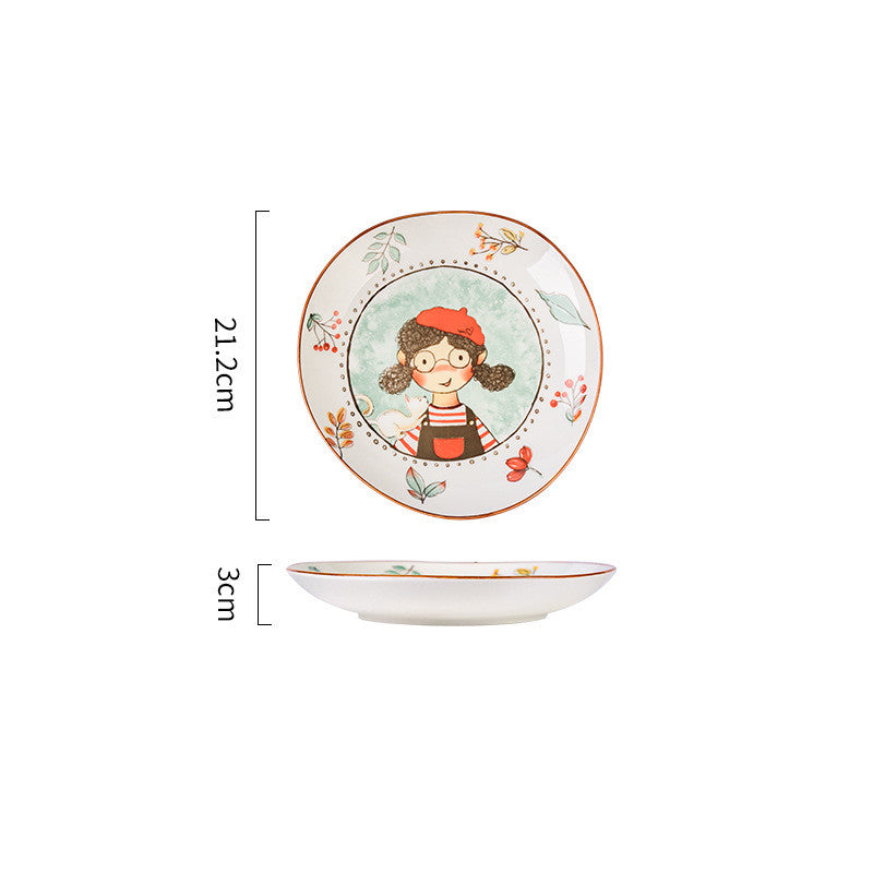 Ceramic Tableware Cute Fairy Tale Forest Baked Rice Plate Set