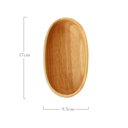 Rubber Wood Boat-shaped Oval Wooden Bowl Snack Breakfast Salad