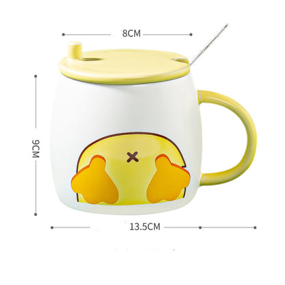 Refueling Duck Animal Cute Cartoon Ceramic Water Cup